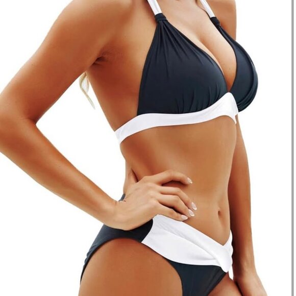 NWT Yonique Women Two Piece Bathing Suit Push Up Bikini Set Halter Swimsuit XL - Picture 6 of 9